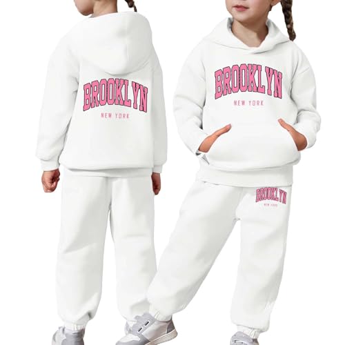 Brooklyn 2 Piece Girls Sweatsuit Casual Letter Printed Long Sleeve Pullover Hoodies and Jogging Sweatpants Fall Clothes