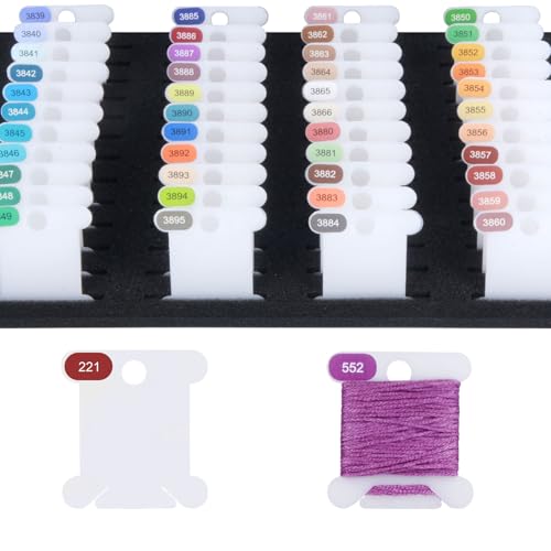 Hamtery Plastic Embroidery Floss Bobbins, Pre-Labeled Color Number Embroidery Thread