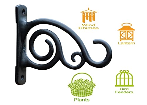 Image of Metal Wall Hook Hanging Plant Bracket | Decorative Straight Plant Hanger for Pots, Bird Feeders, Planters, Lanterns, Cotton, Wind Chimes Indoor Outdoor, (Pack of 1)