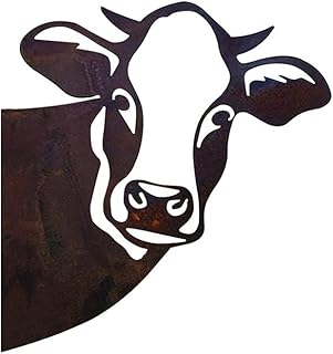 AIMALL 1X Art Hanging Metal Peeping Cow Ornaments Outdoor Garden Adornment Home Decor, 11.42x11.02 Inches Whimsical Design