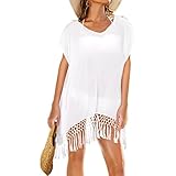 Oryer Womens Chiffon Tassel Beachwear Stylish Swimwear Bikini Swimsuit Cover up, A-off White, One Size