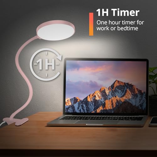 Image of iFalarila 97 LED Desk Lamp with Night Light Clip Lamp with 1 Hour Timer and USB Charger, Reading Lamp with 5M Remote Control for Book /Work /Bed /Table