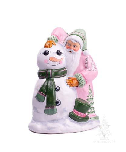 Vaillancourt Folk Art Santa Building Snowman