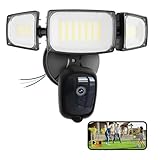 Olafus Floodlight Camera Outdoor – 2K QHD Security Cam with Motion-Activated Flood Lights, Custom Detection Zones, Color Night Vision, 2-Way Talk & 55W Dimmable Lighting Black