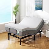 Vipbear Adjustable Bed Base Full Massage with 12" Memory Foam Mattress Dual Head & Foot Lift Electric Bed Frame with Wireless Remote | 0 Gravity | Anti-Snore | Under Bed LED | USB Ports