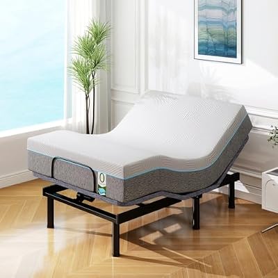 Vipbear Adjustable Bed Base Full Massage with 12" Memory Foam Mattress Dual Head & Foot Lift Electric Bed Frame with Wireless Remote | 0 Gravity | Anti-Snore | Under Bed LED | USB Ports