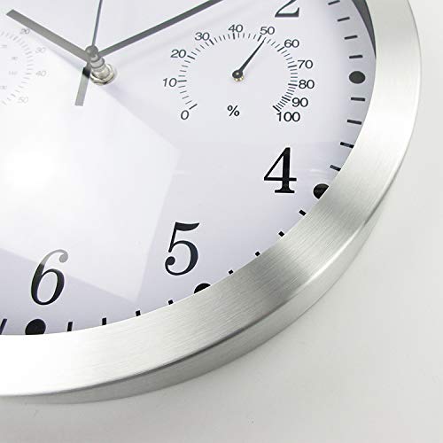 WIYETY Horloge Murale Blanche 30cm Avec Température - Silencieuse Calendrier Numérique Et Thermomètre