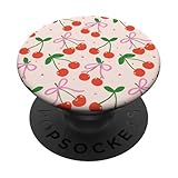 Cute Smiling Cherry & Pink Bow Coquette Pop Grip