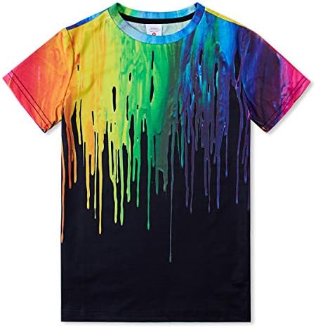 Kids Rainbow Shirts Size 13 14 Tie Dye Shirts for Boys Girls Graffiti Graphic Tee for Active Holiday Sports