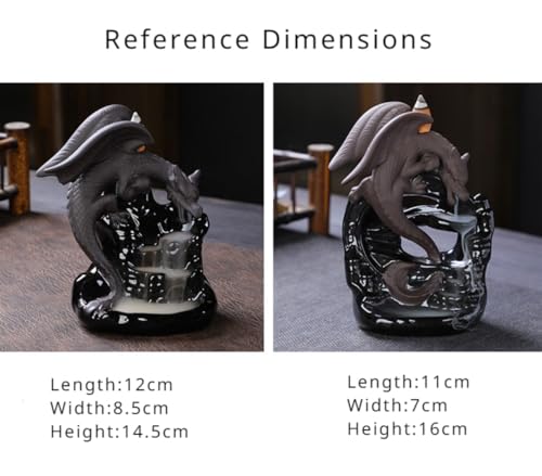 Brûleur d'encens cascade dragon noir en bois, statuette de luxe