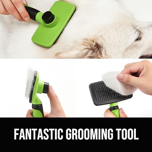 image for OEFEO Self Cleaning Slicker Brush for Dogs& Cats, Skin Friendly Groomi
