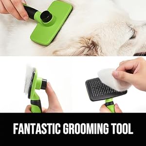 Self Cleaning Slicker Brush for Dogs Cats Skin Friendly Grooming Brush for Shedding LongShort Haired Dogs Cats Deshedding Pet Supplies Accessories Green