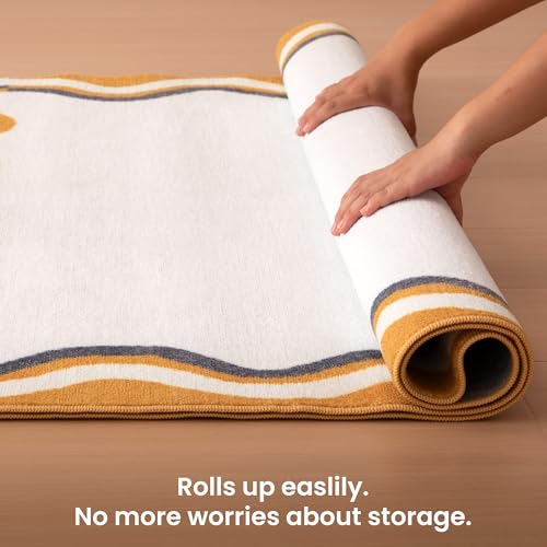 SLEEP ZONE Area Rugs for Playroom Washable Rugs Non Slip Rug Beige 4X6 Feet - image 4