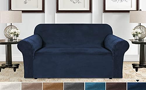 Velvet Elastic Stretch Sofa Covers 1/2/3/4 Seater Slipcover ( Available in 7 Colours ) (Silver, 2xSeat Cover)