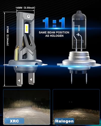 XRC H7 Halogen Lampen, 6000K Extra Weiß Lamp Auto H7 Scheinwerfer Glühbirne Halogenleuchte Birne Auto, 80W 12V 16000LM, 2PCS