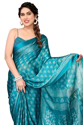 Image of MIRCHI FASHION Saree for Woman | Chiffon Block Printed Lightweight Daily Wear Sarees with Blouse