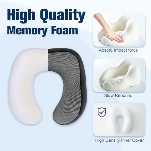 Cirorld Travel Pillow for Airplane, Neck Pillow for Travel, Memory Foam Travel Neck Pillow for Adults, Adjustable & Compact Flight Pillow, Ergonomic Neck Cushion, With Ear Plugs, Eye Mask, Carry Bag - View 7