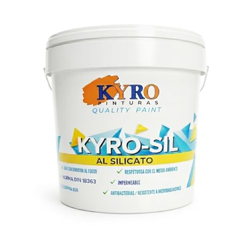 KYRO PINTURAS KYRO-SIL Pintura Mineral al Silicato, Interior/Exterior, Blanco Mate, 14 L