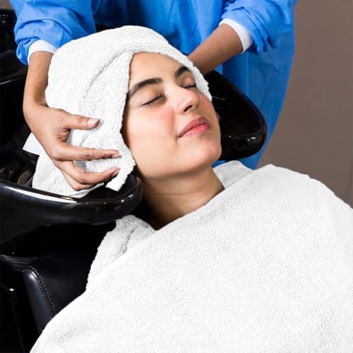 Image of Avalon Towels Salon Towel - White Hand Towels Bulk Pack of 24 - 100% Cotton Absorbent Spa, Facial & Gym Towel for Working Out - 16x27 Inches (Not Bleach Proof)