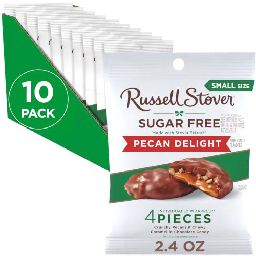 Russell Stover Sugar Free Pecan Delight Chocolate Candy, 2.4oz Bags 10pk