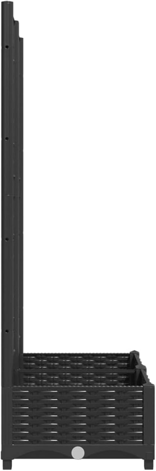 Garden Planter with Trellis, Raised Bed PP Raised Garden Bed Planter Box for Vine Climbing Plants, Weather-Resistant Trough Grow Box Flower Pot, Black 80x40x121.5 cm