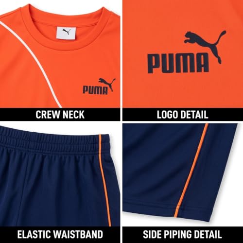 Image of PUMA Boys Active Shorts Set - 2 Piece Dry Fit T-Shirt and Performance Gym Shorts - Activewear Clothing Set for Boys (4-16)