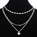 Produktbild Jovono Boho Mehrschichtige Herz Anhänger Halsketten Mode Perlen Halskette Kette Schmuck für Frauen und Mädchen (silber)