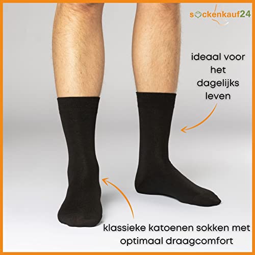 6 | 12 | 24 Paar Sokken Heren & Dames Business Sokken Katoen Zwart - Afbeelding 3