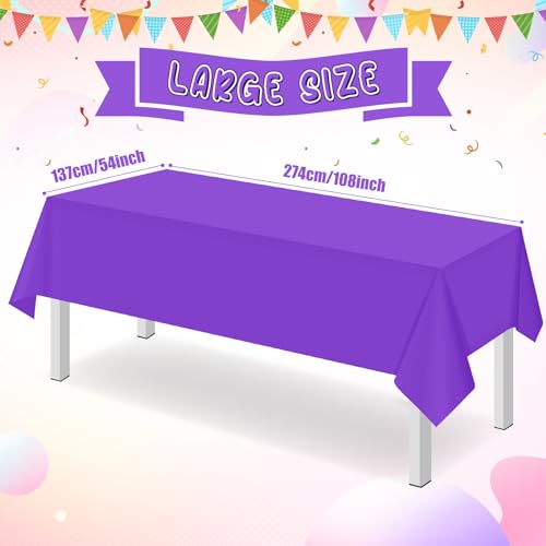 Image of 16 Pack Purple Plastic Tablecloth for Rectangle Tables, Premium Decorative Purple Disposable Table Cloths for Parties, Rectangle Party Table Cover for Birthday Anniversary Graduation, 54x108 Inch