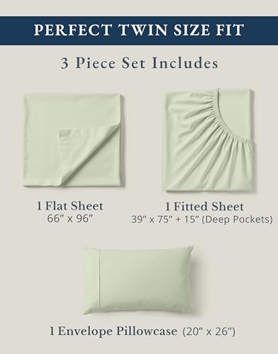 Image of LANE LINEN 100% Organic Cotton Twin Sheets, Soft & Comfy Percale Weave Mercerized Fully Elasticized Reinforsed Seam Naturally Temperature Regulating Cotton Sheets Twin- Mineral