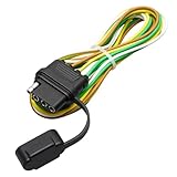 MECMO 4 Pin Vehicle Side Trailer Wiring Harness 49 Inch, 16AWG 4 Prong Trailer Light Plug Socket with Dust Cover, Truck 4 Way Flat Trailer Connector Female 4 Wire Replacement Trailer Hitch Wiring 4ft