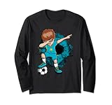 Dabbing Fußball Boy Kasachstan Fans Trikot Kasachstanische Flagge Langarmshirt