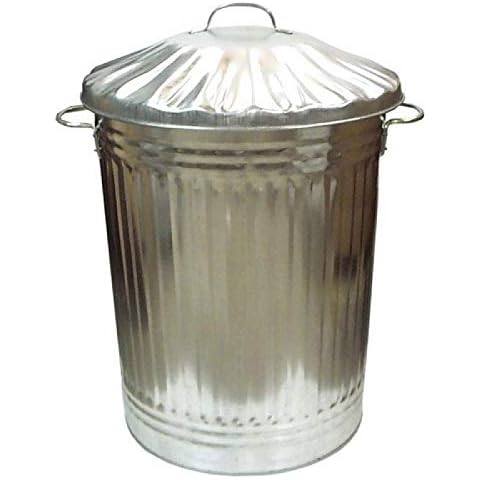 New Small Medium Large 15L 60L 90L Litre Metal Galvanised Home Garden Bin Leaves Paper Wood Rubbish Dustbin Made in U. K. (90 Litre Bin) Cover