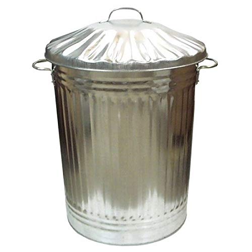 New Small Medium Large 15L 60L 90L Litre Metal Galvanised Home Garden Bin Leaves Paper Wood Rubbish Dustbin Made in U. K. (90 Litre Bin)