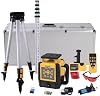 Kit de Nivel Láser Rotativo, 206HR Grado 360 Autonivelante | Precisión de 1/16" a 100', Rango de Trabajo de 2296', IP66, Trípode de 5 Pies y Regla de Nivelación, Sistema de Batería Intercambiable para Interior y Exterior, Rojo 2