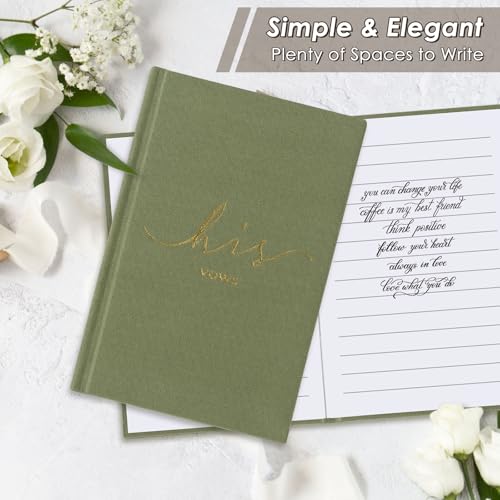 Image of Wedding Vow Books With Gold Foil Lettering, Hard Cover His and Hers Vow Books, Canvas Linen Foil Embossed Wedding Ceremony Vow Books - A Beautiful Addition For The Wedding Day, 56 Pages, 5.9 inch X 3.9 inch