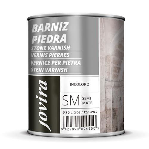 PINTURAS JOVIRA Barniz para Piedra, Ladrillo, Terrazo al Disolvente. Incoloro, natural, transparente. (750 Mililitros, Semimate) K-56