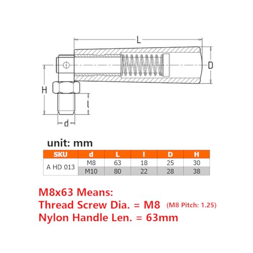 Image of Nylon Revolving Handle with M8 M10 Male Thread Screw Foldable Part Crank Handle Rotating Handle Plastic Knob for Industry Lathe Milling Grinding Machine (M8x63), Black