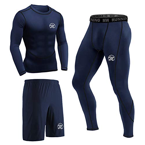 MEETEU Men's Compression Base Layer Set, Sports Long Johns Gym Leggings Workout Clothes