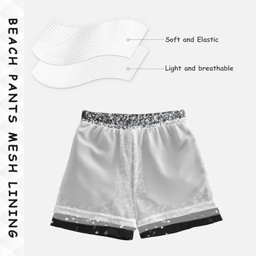 Pigsaly Boys Swim Trunks Dark Black Silver Gray Gradient Flashing Glitter Boys Board Shorts Swimsuit Swimwear XS4