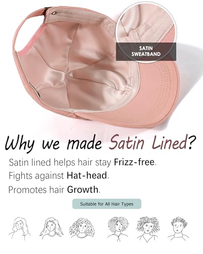 Image of Womens Satin Lined Unstructured Baseball Cap Unisex Silk Lining Washed Cotton Adjustable Vintage Dad Hat