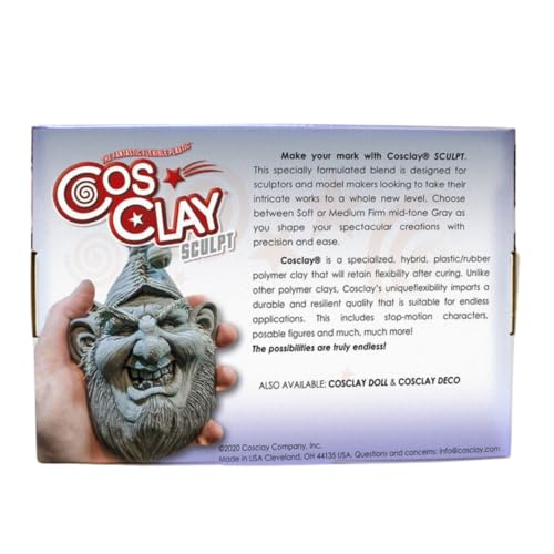 Cosclay Sculpt - Soft Gray - Flexible Polymer Clay (1lb)