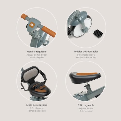 Triciclo Evolutivo 5 In 1 Per Bambini Interbaby | Triciclo Bambini 1 Anno A 5 | De | Da Triciclo A Bicicletta Con O Senza Pedali | Versatile E Adattabile | Colore Grigio - 3