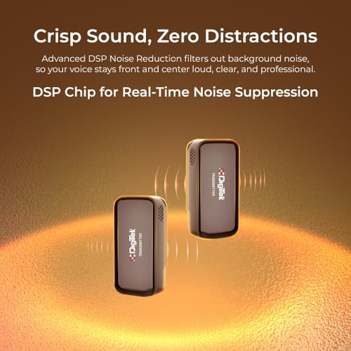 Image of Digitek (DWM 120 Wireless Microphone System, Noise Reduction, 2.4G Mic with 50m Range & 4.5Hr Battery, for iPhone & Android Smartphones, Ideal for Vlogging, Streaming & Interviews