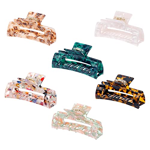 6PCS Marble Hair Claw Clip Acrylic Hair Claw Clips Octopus Hair Clip for Women and Girls, Vintage Ponytail Holder Clip Plastic No-Slip Grip Jaw Hair Clip Large Claw Clip (88 MM)