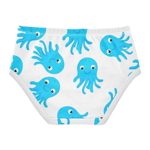 Cute Blue Octopuses Happy White Girls Underwear Toddlers 2t Cotton Panties for Girl Colorful Undies Kids Briefs2