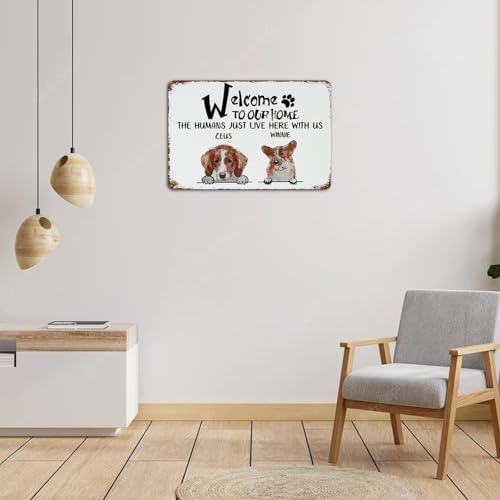 Plaque métal Welcome maison chaleureuse poster animal de compagnie mignon