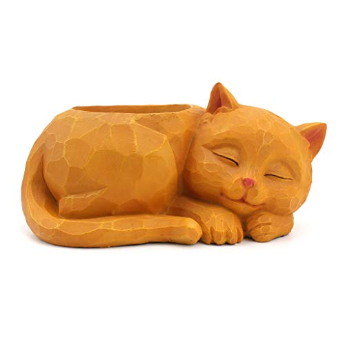 Watreketal Macetas 3D para dormir para gatos, maceta de resina para suculentas, bonsái, cactus, plantas, contenedor de escritorio, hogar, jardín, decoración