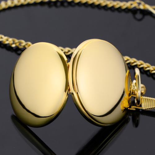 Image of Smooth Pocket Watch Alloy Steel Quartz Roman /Arabic Numerals with 37cm Chain for Father's Day Xmas Best Gifts