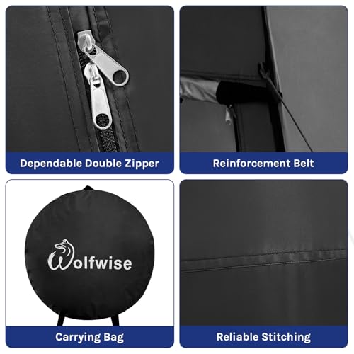 Image of Wolfwise Pop Up Changing Tent Pro for Camping, Portable Shower Tents with Removable Floor & Rain Fly, Outdoor Silver Coating Privacy Toilet Bathroom Dressing Instant for Beach